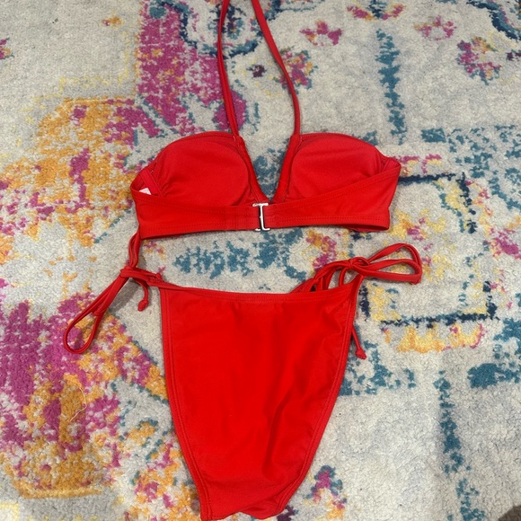 Red halter neck string bikini - Picture 2 of 4